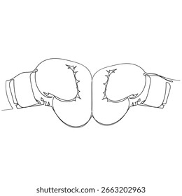 Estilo de dibujo de dibujo de línea continua de guante de boxeo aislado sobre fondo blanco