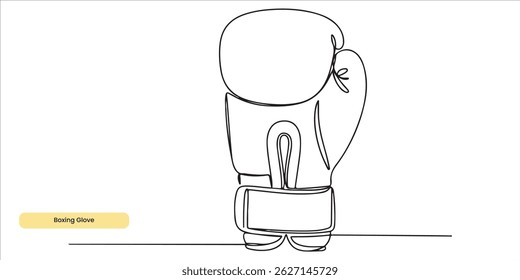 Boxing Glove continuous single line art drawing sketch on white background	
