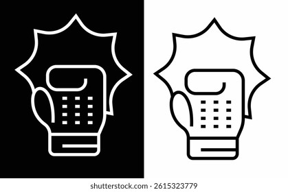 boxing glove editable line vector icon in white and black color.