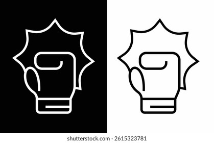 boxing glove editable line vector icon in white and black color.