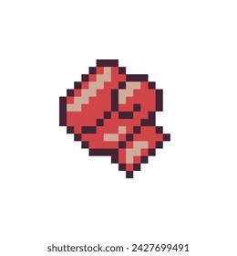 Boxing glove emoji, pixel art style icon. Achievement logo. 8-bit sprite. Isolated abstract vector illustration. 