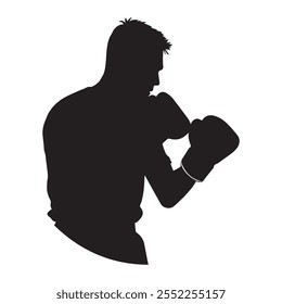 Boxing Glove Fighter Silhouette – Bold Boxer Vector for T-Shirt and Sports Designs