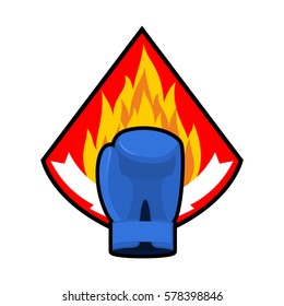 Boxing glove and fire emblem. Logo for sport team