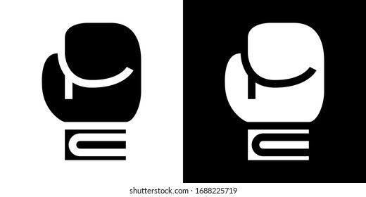 Boxing Glove. Glyph Icon in White and Black Version.