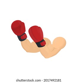 Boxear con guante. Manos en guantes de boxeo, ilustración vectorial