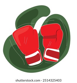Boxing glove hanging on lace. Vector boxer sportswear for punch workout.