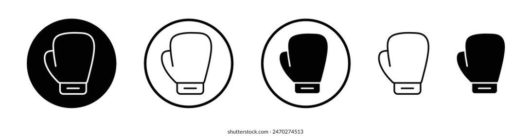 Boxing glove icon collection. Boxer combat fight gloves vector icon. Boxing ring match hand gloves symbol.