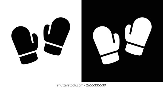 Boxing glove icon in flat version on black and white background