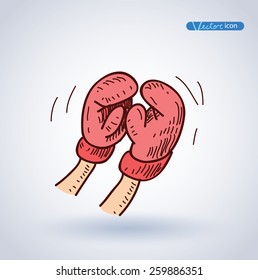 Boxing glove icon, Hand drawn vector illustration.