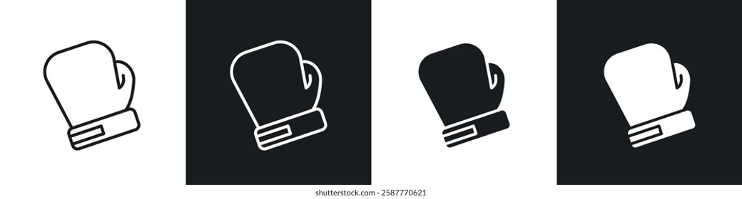 Boxing glove icon set black and white colors. Graphic Vector icons pack