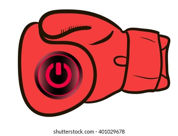 Boxing glove and icon switching off