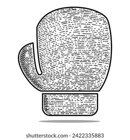 boxing glove icon vector engraving style hand drawn black and white