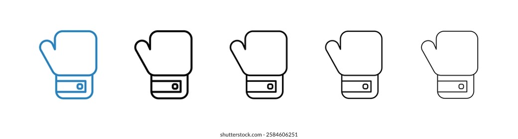 Boxing glove icons in five different stroke sizes
