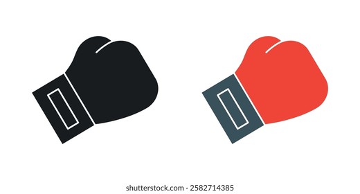 Boxing glove icons set vectors black and colored style