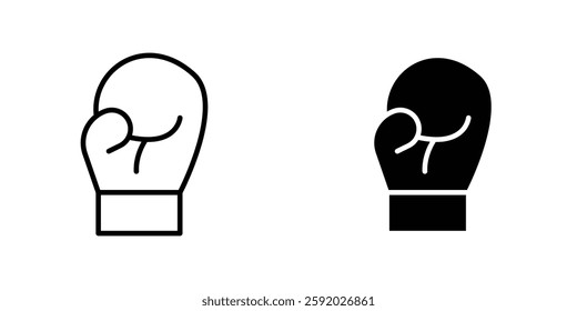 Boxing glove icons. stroke line and black solid icons