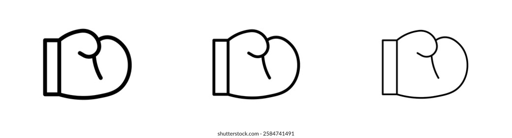Boxing glove icons in three different stroke lines
