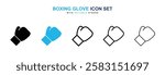 Boxing glove icons vector collection in black and blue colors on white background