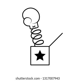 Boxing glove jack in the box outline icon. April fools day clipart image isolated on white background