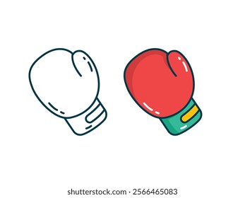 Boxing glove line icon for combat sports, fitness training, and competitive match designs.