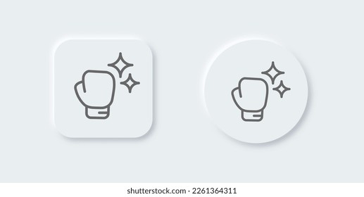 Boxing glove line icon in neomorphic design style. Fight signs vector illustration.