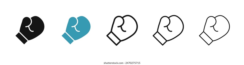 Boxing glove line icon set. boxer combat fight gloves vector icon. boxing ring match hand gloves sign for UI designs.