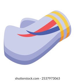 Boxing glove lying horizontally showing its side with red, blue and yellow details