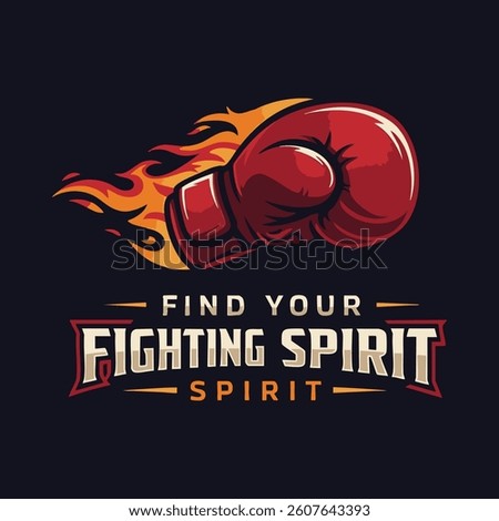 Boxing Glove on Fire Logo Vector