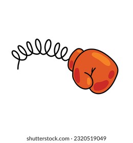 Boxing Glove on spring. Comedy joke illustration. Funny prank punch. Cartoon illustration isolated on white background