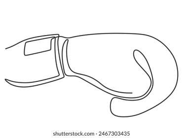 Boxing glove in one continuous single line art drawing style isolated on white background.