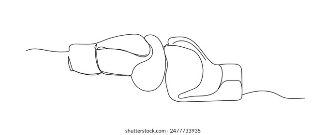 Boxing glove in one continuous single line art drawing style isolated on white background.