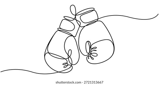 Guante de boxeo en una sola línea continua estilo de dibujo de arte aislado en el fondo blanco, línea de guantes de boxeo. Una línea de dibujo continuo, dibujo continuo de una línea de guantes de boxeo.