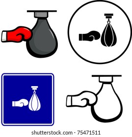 boxing glove punching a speed bag illustration, sign and symbol