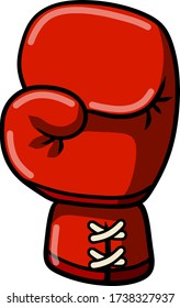 Boxing glove. Red elements of sportswear. Fist fight. Cartoon drawn illustration. Sport equipment. Fight and hit. punch and combat.