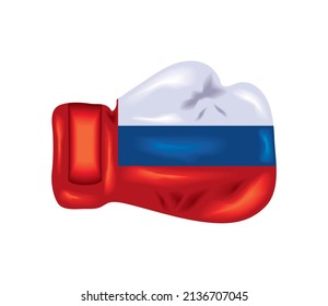 Boxhandschuh mit russischer Flagge