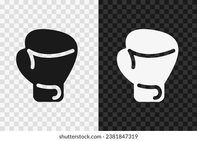 Boxing glove silhouette icon, vector glyph sign. Boxing glove symbol isolated on dark and light transparent backgrounds.