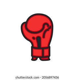 Boxing glove, sport filled outline icons. Vector illustration. Editable stroke. Isolated icon suitable for web, infographics, interface and apps.