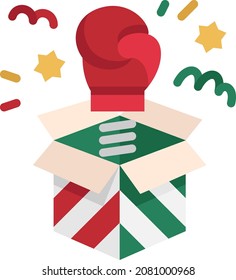 Boxing glove surprise box flat icon vector for website,application,promotion,printing,presentation,poster design, etc.