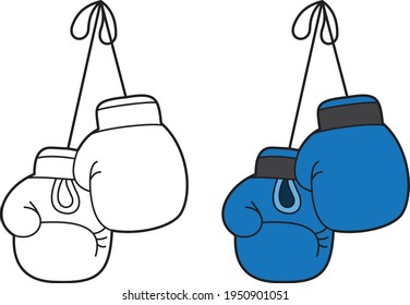 Boxing Glove vector drawings, cartoon vector, line art and color