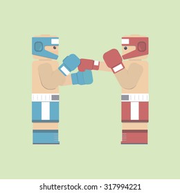 Boxing and glove. Vector illustration