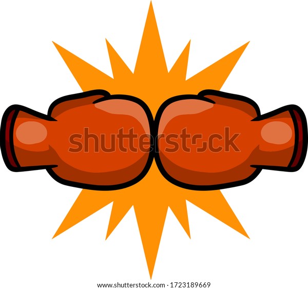 Boxing Glove Yellow Sign Impact Stock Vector (Royalty Free) 1723189669