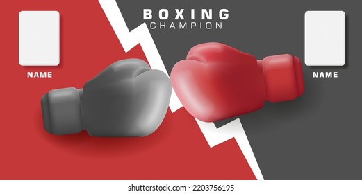 Boxhandschuhe, 3D-Illustration, Boxkampf-Poster mit Score-Tischen