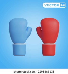 conjunto de iconos vectoriales 3D de guantes de boxeo, en un fondo azul