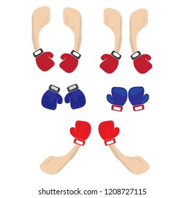 Boxing gloves and  arms power demonstration