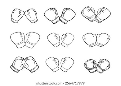 Boxing Gloves Art Collection: Black and White Line Drawings and Vectors