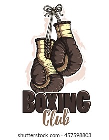 Boxing gloves. Black color. Emblem