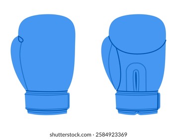 Boxing Gloves blue cartoon Fashion hand Sport accessory clothing technical illustration garment. Vector front palm back view for Men, women, unisex style flat sketch outline on white background