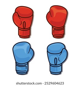 Guantes de boxeo. Ilustración vectorial de dibujos animados. elemento de diseño para póster, folleto, Web, mascota, pegatina, logotipo e ícono.