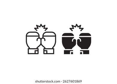 Boxing gloves clash icons black and white Vector