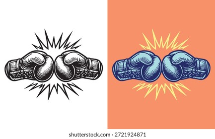 Colisión de guantes de boxeo con impacto explosivo