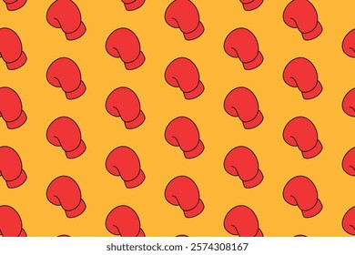 boxing gloves colorful pattern on yellow background. doodle boxing mitts object symbol seamless pattern background. boxer glove punch seamless pattern for boxing decor and merchandise